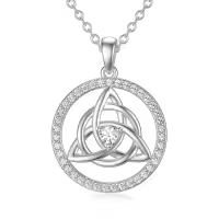TOUPOP Sterling Silver Celtic Knot Pendant Necklace Irish Luck Jewelry Gift-undefined