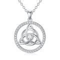 TOUPOP Sterling Silver Celtic Knot Pendant Necklace Irish Luck Jewelry Gift-0-0