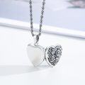 wholesale 925 Sterling Silver Heart Shaped Photo Frame Pendant with Roses and Lily of the Valley Design - Memory Lockets for Women-0-3