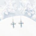wholesale 925 Sterling Silver Abalone Shell Inlay Eastern Orthodox Cross Dangle Drop Earrings Religious Christian Jewelry for Men & Women-0-4