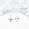 wholesale 925 Sterling Silver Abalone Shell Inlay Eastern Orthodox Cross Dangle Drop Earrings Religious Christian Jewelry for Men & Women-0-4