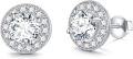 wholesale 925 Sterling Silver 14k White Gold Plated Round Cut Moissanite Stud Earrings (6x5 mm)-0-0