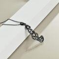 wholesale 925 Sterling Silver Black Celtic Knot Heart Pendant Necklace for Cat Lovers Gifts-0-4