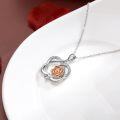 wholesale 925 Sterling Silver Diamond Rose Gold Heart Pendant Necklace for Women Valentines Day Gifts-0-1