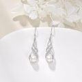 wholesale 925 Sterling Silver Celtic Knot Pearls Leverback Earrings with Cubic Zirconia Accents-0-2