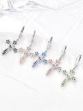 wholesale 925 Sterling Silver Abalone Shell Tulip Cross Drop Earrings for Women-0-2