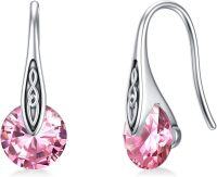 wholesale 925 Sterling Silver Birthstone Celtic Knot Dangle Earrings for Sensitive Ears-Silver-10-Oct