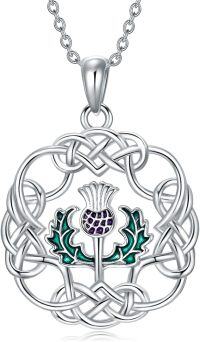 wholesale 925 Sterling Silver Celtic Knot Thistle Flower Pendant Necklace for Women-Scottish Thistle