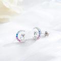 wholesale 925 Sterling Silver Hypoallergenic Moon Dog Stud Earrings with Colorful Crystals-0-2