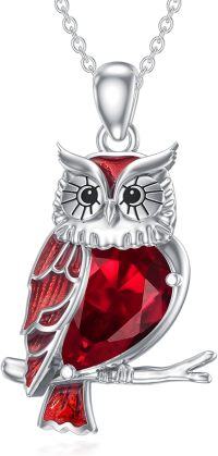wholesale  Sterling Silver Amethyst Garnet Owl Necklace for Women -Garnet