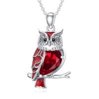 wholesale 925 Sterling Silver Purple Cat Eye Amethyst Owl Pendant With Chain-Garnet