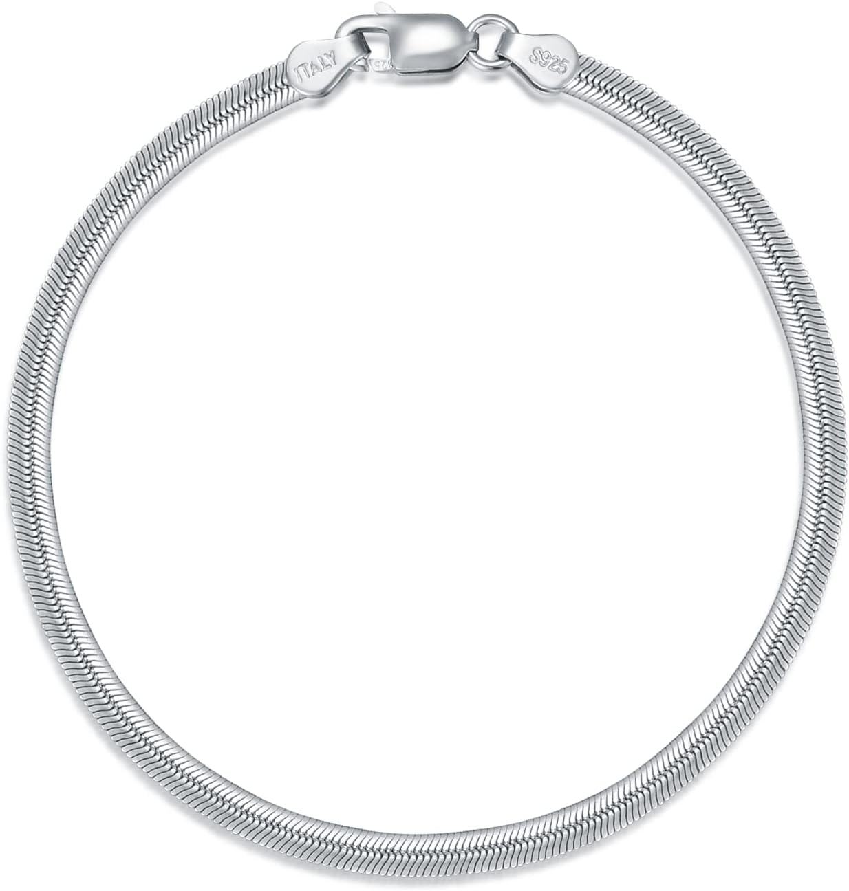 925 Sterling Silver Snake Chain Bracelet with Lobster Claw Closure - Made in Italy (Size: S/M/L)-0-0
