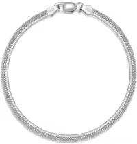 wholesale 925 Sterling Silver Snake Chain Bracelet Wholesale with Lobster Claw Closure - Made in Italy (Size: S/M/L)-7.0 Inches