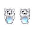 wholesale 925 Sterling Silver Cat Ear Studs With Moonstone-0-0