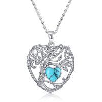 TOUPOP Sterling Silver Turquoise Tree Of Life Pendant Necklace-undefined