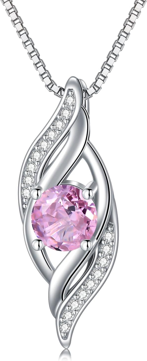wholesale Sterling Silver Birthstone Infinity Necklace for Women Love Jewelry Gift-10-Oct.-Pink Tourmaline