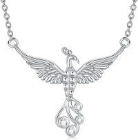 wholesale 925 Sterling Silver Birthstone Phoenix Necklace for Women-April