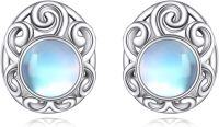wholesale Sterling Silver Natural Stone Filigree Stud Earrings Christmas Gifts-Filigree Moonstone Earrings