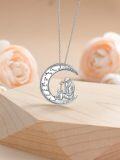 wholesale 925 Sterling Silver Mermaid Moon Necklace Gift for Mom Nana Mother Daughter Birthday Christmas-0-1
