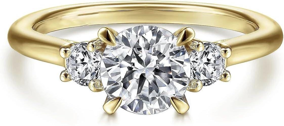  14K Gold Moissanite 1ct Round Cut Women s Wedding Engagement Promise Rings -Ring H Size 9