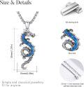 wholesale 925 Sterling Silver Turquoise Inlay Dragon Pendant Necklaces   for Men Women Valentines Day Gifts-0-11