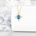 wholesale 14K Gold Blue Topaz Star Pendant Necklace for Women Birthdays Gifts-0-3