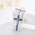 wholesale 925 Sterling Silver Cross Pendant with Abalone Shell Inlay and Multi-Color Stones for Men-0-1