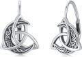 wholesale 925 Sterling Silver Celtic Triquetra Stud Earrings - Vintage Irish  for Women-0-0
