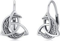 wholesale 925 Sterling Silver Celtic Triquetra Stud Earrings - Vintage Irish  for Women-H-Celtic Moon Hoop Earrings