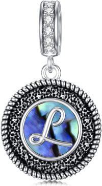 wholesale 925 Sterling Silver Abalone Shell Alphabet Charms A Z for Jewelry-L