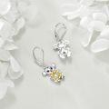 wholesale 925 Sterling Silver Monkey with Sunflower Leverback Earrings for Women Girls Gifts 4cm Long-0-5