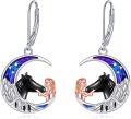 wholesale 925 Sterling Silver Purple Abalone Shell Moonstone Horse Dangle Earring & Pendant Set for Women's Gifts-0-0