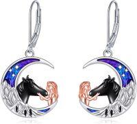 wholesale 925 Sterling Silver Purple Abalone Shell Moonstone Horse Dangle Earring & Pendant Set for Women's Gifts-horse earrings