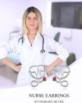 wholesale 925 Sterling Silver Heartbeat Red Crystal Stud Earrings Medical Gift for Nurses-0-5