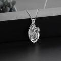 wholesale 925 Sterling Silver Anatomical Heart Tree House Pendant Necklace Oxidized Finish-0-4