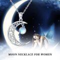 wholesale 925 Sterling Silver Opalite Crescent Moon Pendant Necklace with Celtic Knot Design-0-5