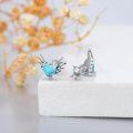wholesale 925 Sterling Silver Turquoise Heart Angel Wings Stud Earrings-0-2