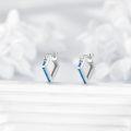 wholesale 925 Sterling Silver Blue Fire Opal Triangle Huggie Hoop Earrings for Women -0-3