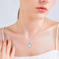 wholesale 925 Sterling Silver Blue Moonstone Flower Drop Pendant Necklace for Women Girls-0-4