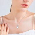 wholesale 925 Sterling Silver Blue Moonstone Flower Drop Pendant Necklace for Women Girls-0-4