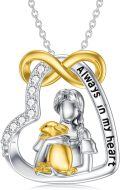 wholesale 925 Sterling Silver 925 Infinity Heart Girl & Gold Bunny Pendant Necklace-0-0