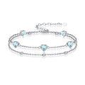 wholesale 925 Sterling Silver Heart Crystal Blue Chain Bracelet Wholesale For Women-0-0