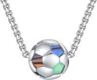 wholesale 925 Sterling Silver Rainbow Soccer Ball Pendant Necklace for Men & Women-Soccer Necklace 1