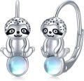 wholesale 925 Sterling Silver Cute Sloth Moonstone Hoop Earrings Gift for Women Girls-0-0