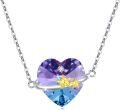 wholesale 925 Sterling Silver Purple Blue Crystal Star Heartbeat Planet Pendant Necklace for Women-0-0