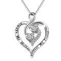 wholesale 925 Sterling Silver Heart Pendant Necklace with Cubic Zirconia and Engraved Message Always My Mother Forever My Friend - Perfect Mothers Day or Birthday Gift for Her-0-0