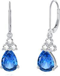 wholesale 925 Sterling Silver Birthstone Dangle Drop Earrings for Women-December-Blue Topaz