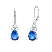 wholesale 925 Sterling Silver Garnet Teardrop Earrings-December-Blue Topaz