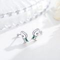 wholesale 925 Sterling Silver Green Stone Elephant Stud Earrings-0-3