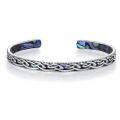 wholesale 925 Sterling Silver Abalone Shell Inlay Celtic Knot Bangle Bracelet  for Him Her-0-0